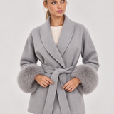 Celine | Cappotto con Cintura e Polsini in Pelliccia Sintetica