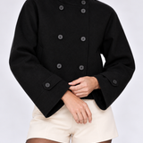 Clara | Cappotto Corto in Tessuto Misto con Collo Alto