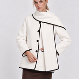 Nellie | Cappotto a Mantella in Lana con Profili a Contrasto