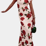 Mayra | Elegante abito qipao con stampa di rose