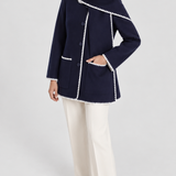 Nellie | Cappotto a Mantella in Lana con Profili a Contrasto
