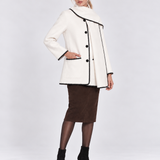 Nellie | Cappotto a Mantella in Lana con Profili a Contrasto