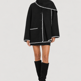 Nellie | Cappotto a Mantella in Lana con Profili a Contrasto