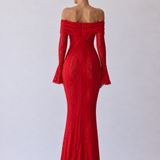 Fleur | Abito maxi in pizzo con spalle scoperte