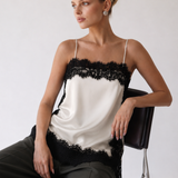 Irina | Top con bordo in pizzo - Bianco