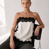 Irina | Top con bordo in pizzo - Bianco