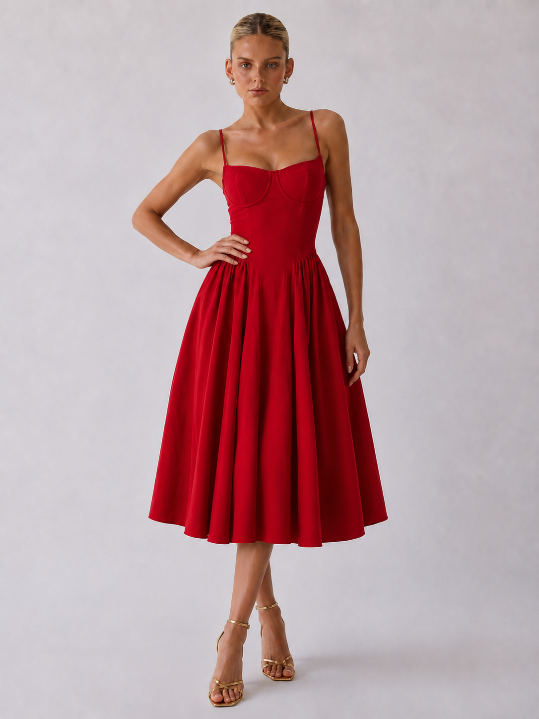 Houx | Abito midi ad A con bustier strutturato