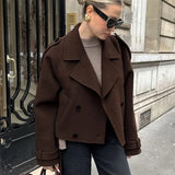 Camille | Giacca Trench Corta in Tessuto Misto Marrone