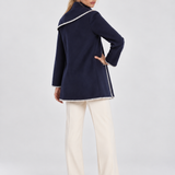 Nellie | Cappotto a Mantella in Lana con Profili a Contrasto