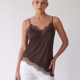 Maeve | Top in raso con bordo in pizzo