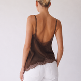 Maeve | Top in raso con bordo in pizzo