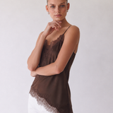 Maeve | Top in raso con bordo in pizzo