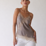 Maeve | Top in raso con bordo in pizzo