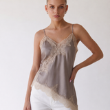 Maeve | Top in raso con bordo in pizzo