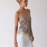 Maeve | Top in raso con bordo in pizzo