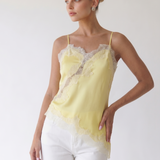 Maeve | Top in raso con bordo in pizzo