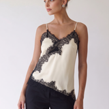 Maeve | Top in raso con bordo in pizzo