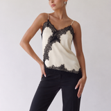 Maeve | Top in raso con bordo in pizzo