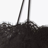 Irina | Top nero con bordo in pizzo - Nero