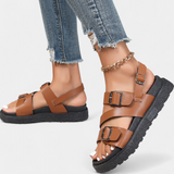 Renée | Sandali bassi in pelle vegana con cinturini regolabili