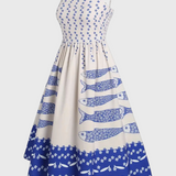 Maricela | Abito vintage con spalline e stampa sardine