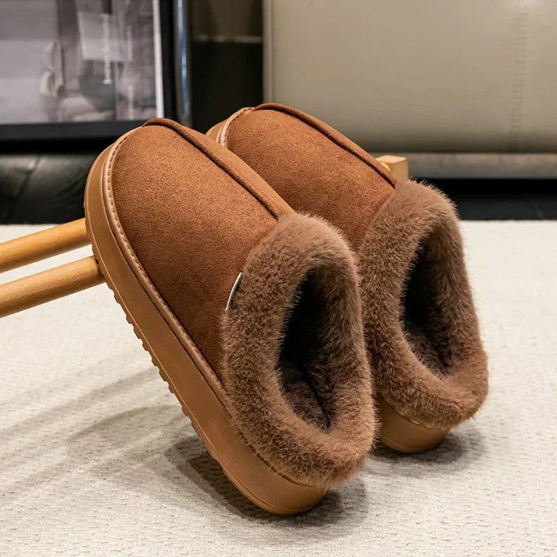Pantofole da donna in peluche con fodera calda e suola antiscivolo