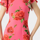 Mayra | Elegante abito qipao con stampa di rose