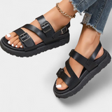 Renée | Sandali bassi in pelle vegana con cinturini regolabili
