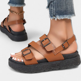 Renée | Sandali bassi in pelle vegana con cinturini regolabili