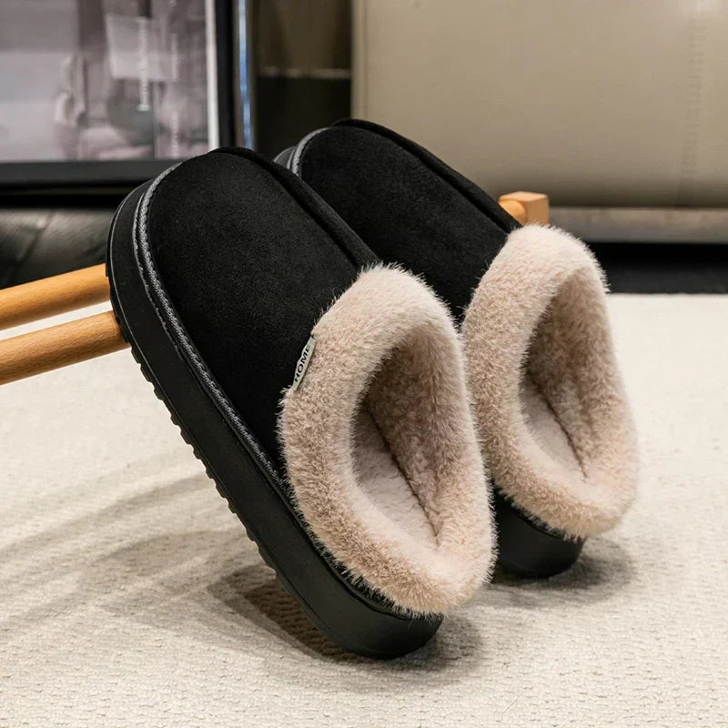 Pantofole da donna in peluche con fodera calda e suola antiscivolo