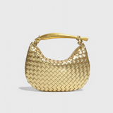 Gerda | Borsa intrecciata con manico dorato