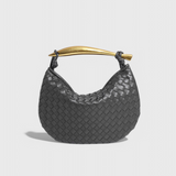 Gerda | Borsa intrecciata con manico dorato