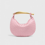Gerda | Borsa intrecciata con manico dorato