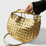 Gerda | Borsa intrecciata con manico dorato