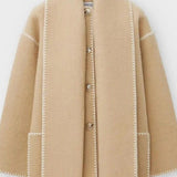 Cappotto con Sciarpa Frangiata Color Cervo