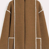 Cappotto con Sciarpa Frangiata Color Cervo