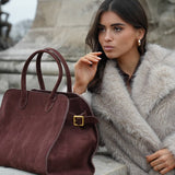 Henna | Borsa shopper grande in camoscio